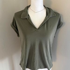 Green Envelope olive green collared blouse